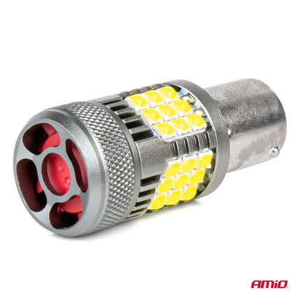 AMiO LED-LAMPEN CANBUS PRO-serie 1156 BA15S P21W R10W R5W 36x3030 SMD VENTILATOR Wit 12V/24V - VCTparts.nl