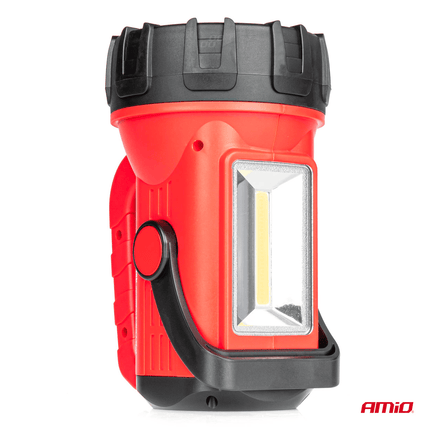AMiO LED Nood Zoeklicht Handlamp met Geïntegreerde Oplaadbare Batterij 400LM Zwart-Rood - VCTparts.nl