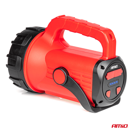 AMiO LED Nood Zoeklicht Handlamp met Geïntegreerde Oplaadbare Batterij 400LM Zwart-Rood - VCTparts.nl