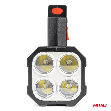 AMiO LED Zoeklicht Handlamp met Geïntegreerde Oplaadbare Batterij 300LM Zwart-Rood - VCTparts.nl