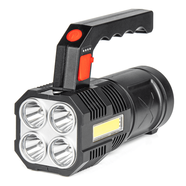 AMiO LED Zoeklicht Handlamp met Geïntegreerde Oplaadbare Batterij 300LM Zwart-Rood - VCTparts.nl