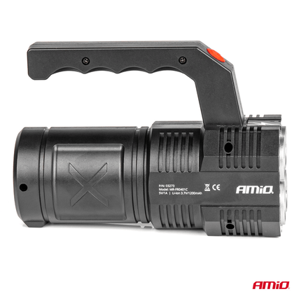 AMiO LED Zoeklicht Handlamp met Geïntegreerde Oplaadbare Batterij 300LM Zwart-Rood - VCTparts.nl