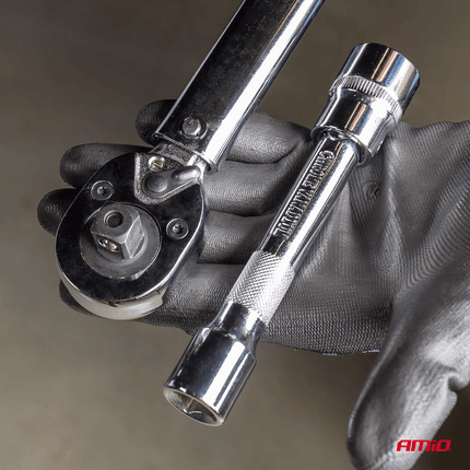 AMiO Momentsleutel 17/19/21 mm 40-210 Nm Wielmoersleutel Universeel met Koppelstuken en Koffer [Wielbout Sleutel - Gereedschap] - VCTparts.nl