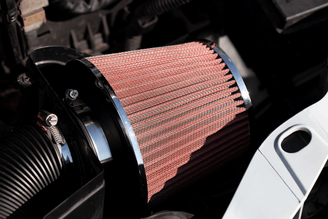 AMiO Open Luchtfilter Sport Filter met Cold Air Intake & 3 Adapters Rood - Carbon - VCTparts.nl