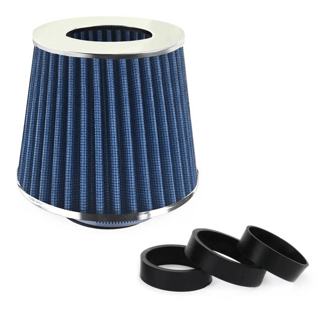 AMiO Open Luchtfilter Sport Filter met Cold Air Intake Blauw - Chrome [Sportfilter Powerfilter Universeel] - VCTparts.nl