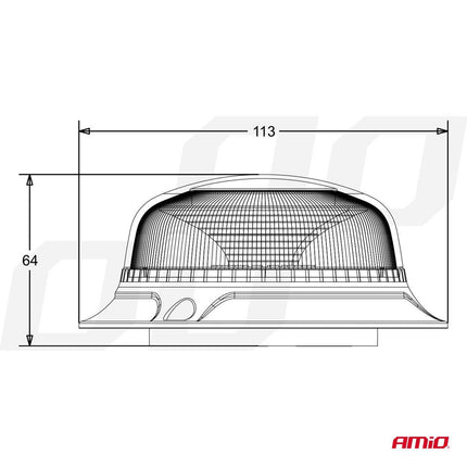 AMiO Oranje LED Zwaailicht Noodverlichting met Magneet 18LED 12/24V - VCTparts.nl
