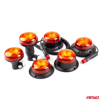 AMiO Oranje LED Zwaailicht Noodverlichting met Magneet 18LED 12/24V - VCTparts.nl