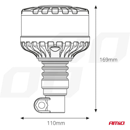 AMiO Stroboscoop Zwaailicht LED Waarschuwingslamp Heavy Duty W28P 12V 24V Oranje - VCTparts.nl