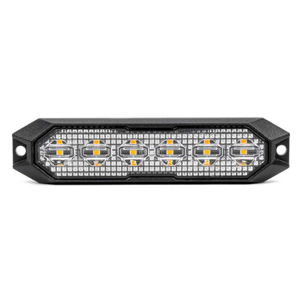 AMiO Stroboscoop Zwaailicht Slanke Amber Grill Mount Flitslicht 6x3W LED R65 R10 12/24V IP6K9K Oranje - VCTparts.nl