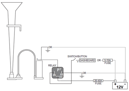 AMiO Trein/Vrachtwagen Hoorn Luchthoorn 115Db Claxon Toeter met Compressor - Treinhoorn 12V - VCTparts.nl