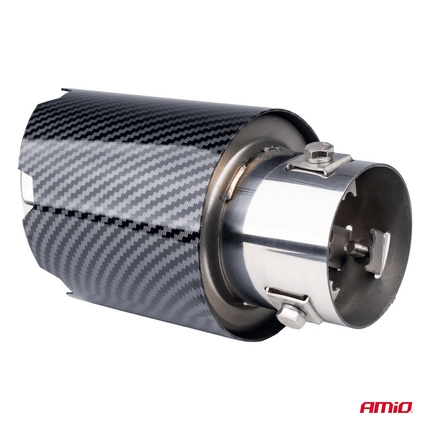 AMiO Uitlaat Einddemper Sierstuk RVS Koppelstuk 89mm Carbon - VCTparts.nl