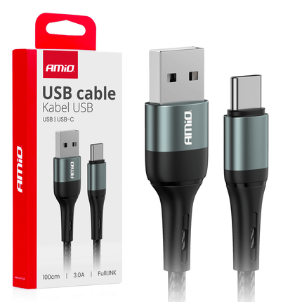 AMiO USB-A naar USB-C Kabel 3A 100cm FullLINK - Hoogwaardige Snellader Oplaadkabel Snoer - VCTparts.nl