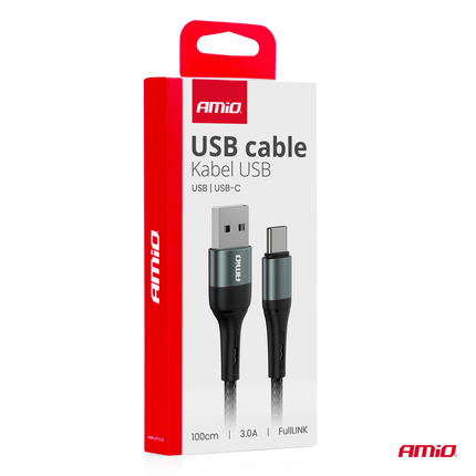 AMiO USB-A naar USB-C Kabel 3A 100cm FullLINK - Hoogwaardige Snellader Oplaadkabel Snoer - VCTparts.nl