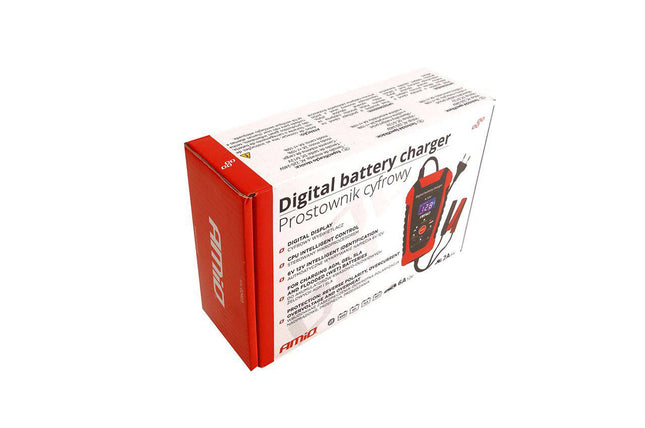AMiO Digitale Auto Batterijlader - Microprocessorgestuurd Veilig Opladen voor Verschillende Batterijtypen - VCTparts.nl