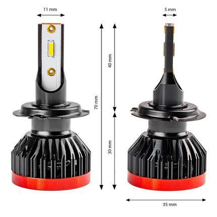 AMiO AMiO Dimlicht LED H7/H18 Koplampen 6000k Wit met Ventilator (set) [Witte koplampen - Witte Dimlichten] AMiO 6