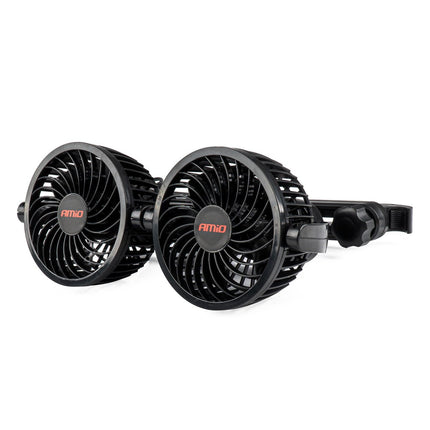 AMiO AMiO Dubbele Autoventilator voor Hoofdsteun met USBoplader Zwart (5x10 cm) 12V 1