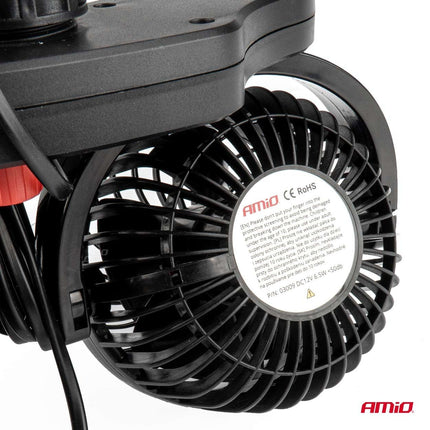AMiO AMiO Dubbele Autoventilator voor Hoofdsteun met USBoplader Zwart (5x10 cm) 12V 3