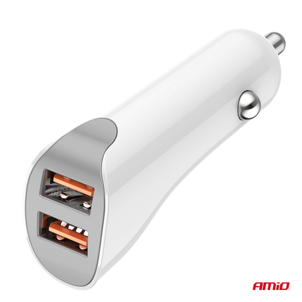 AMiO AMiO Dubbele USB - A Autolader Telefoon 2.1A 12/24V Wit AMiO 4