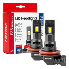 AMiO AMiO F25 PRO BLACK FULL CANBUS H8 H9 H11 H16 – 68W 6000K Wit 12V/24V - Hoge Helderheid AMiO 1