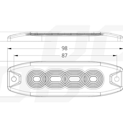 AMiO AMiO Grillflitser Strobe Zwaailicht Functies Amber Geel 4x3W LED R65 R10 12V 24V IP67 (set) Combideal 6