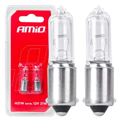 AMIO H21W Weiße Halogenbeleuchtung 21W Bay9s (Set) [Nummernschildbeleuchtung - Innenbeleuchtung]