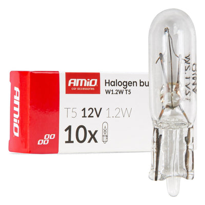 AMiO Halogenlampen T5 12V 1,2W B2x4,6d Weiß – 10er-Packung 