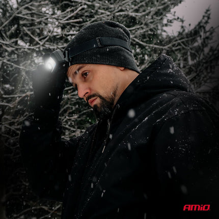 AMiO Hoofdlamp LED XPG+COB 1800mAh met Bewegingssensor - USB Oplaadbaar en Verstelbare Hoofdband - Voor Outdoor Werkplaats en Noodsituaties - VCTparts.nl