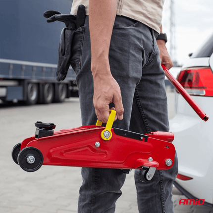 AMiO AMiO Hydraulische Garagekrik met Pompstang 2.000kg/2ton Trolley Jack Rood AMiO 7