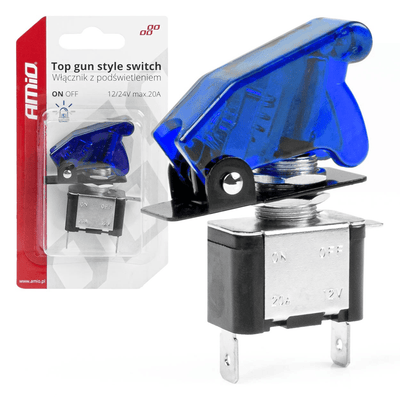 Amio gebaut - in Top -Waffenschalter 12/24 V - 20A mit blauer Beleuchtung (blau)