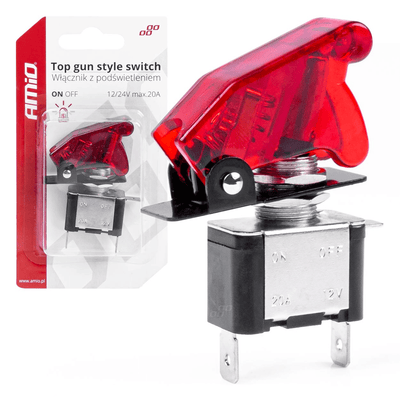 Amio gebaut - in Top -Waffenschalter 12/24 V - 20A mit rotem Licht rot