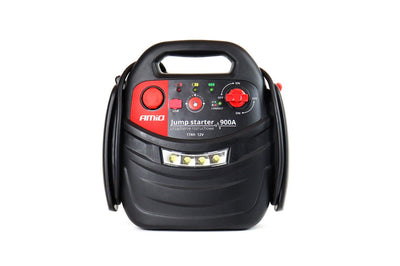 AMiO Starthilfegerät 12V 17Ah 900A 4-in-1 – Multifunktionales Starthilfegerät für Autobatterien, Powerbank und Kompressor JS01 Notstromversorgung