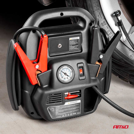 AMiO AMiO Jump Starter 12V 17Ah 900A 4in1 – Multifunctioneel Auto Accu Starter, Powerbank en Compressor JS01 Noodsituatie AMiO 12