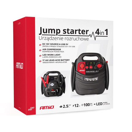 AMiO AMiO Jump Starter 12V 17Ah 900A 4in1 – Multifunctioneel Auto Accu Starter, Powerbank en Compressor JS01 Noodsituatie AMiO 8