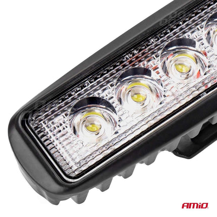 AMiO Krachtige Werklamp AWL01 6 LED FLAT 9 - 60V Verstraler Spot Robuust Offroad - VCTparts.nl