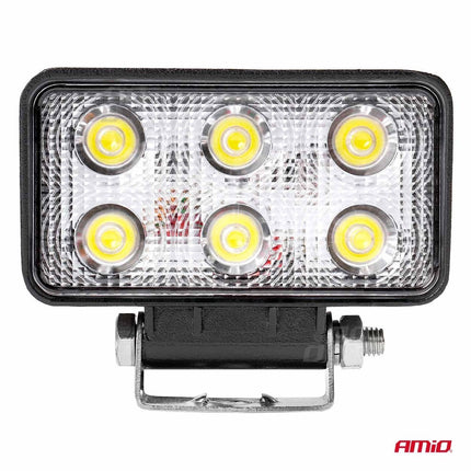 AMiO Krachtige Werklamp AWL02 6 LED FLAT 9 - 60V Verstraler Spot Robuust Offroad - VCTparts.nl