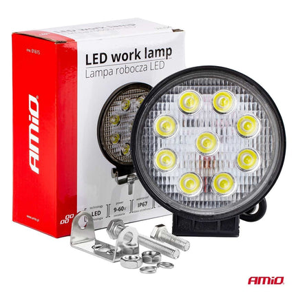 AMiO Krachtige Werklamp AWL04 9 LED FLOOD 9 - 60V Verstraler Spot Robuust Offroad - VCTparts.nl