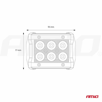 AMiO AMiO Krachtige Werklamp AWL17 6LED FLOOD 9 - 36V Verstraler Spot Robuust Offroad AMiO 4