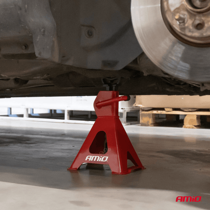 AMiO Kriksteunen Set 2 Stuks - 6 Ton Draagkracht voor Veilige Ondersteuning Rood - VCTparts.nl