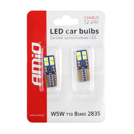 AMiO AMiO LED CANBUS 8SMD 2835 T10e (W5W) Wit 12V/24V AMiO 3