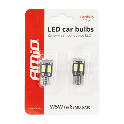 AMiO AMiO LED CANBUS Lamp 5600K 6SMD - 2 5730 T10 (W5W) Wit Helder AMiO 4