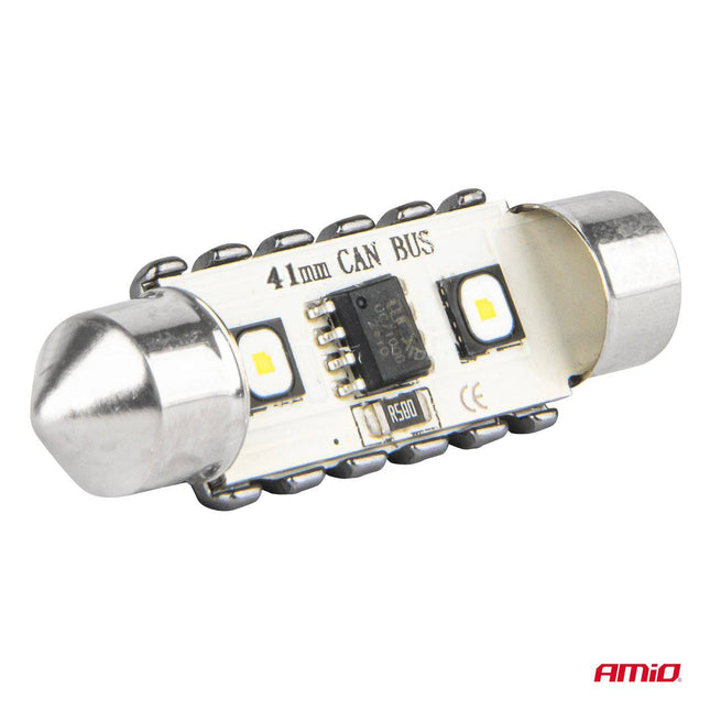 AMiO LED CANBUS lampen 12SMD Festoon C5W 3838 41mm Wit 12/24V - VCTparts.nl