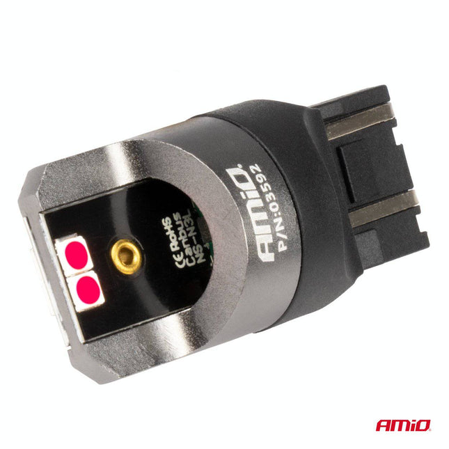 AMiO LED CANBUS PRO serie T20 7443 W21/5W 4x3030 SMD Rood 12/24V - VCTparts.nl