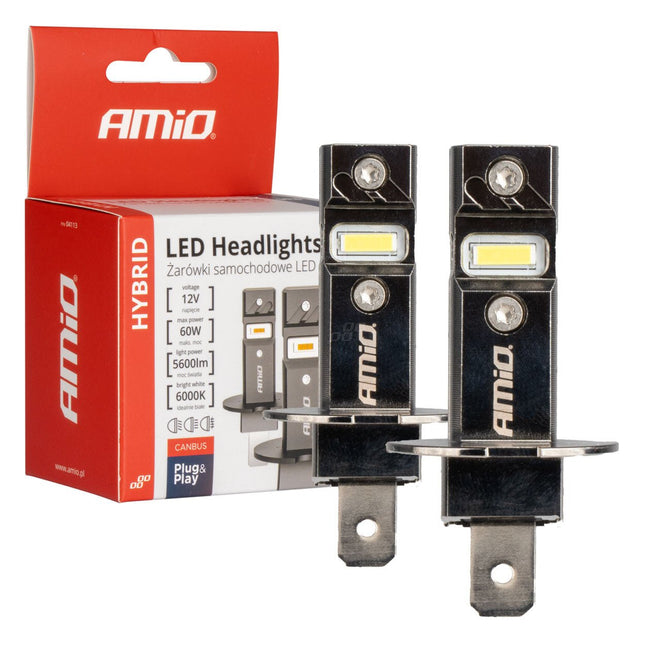 AMIO LED H3 Koplampen Hybrid Series 6000K Canbus 60W – Krachtige en Stijlvolle Autoverlichting - VCTparts.nl