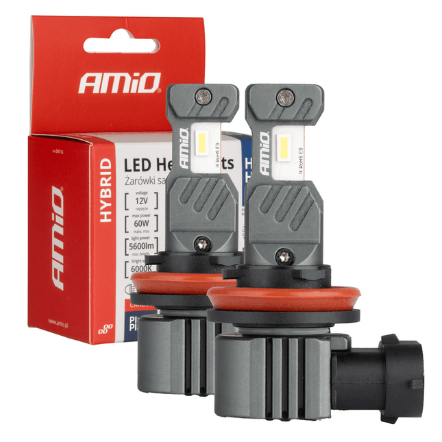 AMiO LED H8/H9/H11 Koplampen/Mistlampen Hybrid series Wit 6000K - 5600LM Canbus 60W - VCTparts.nl