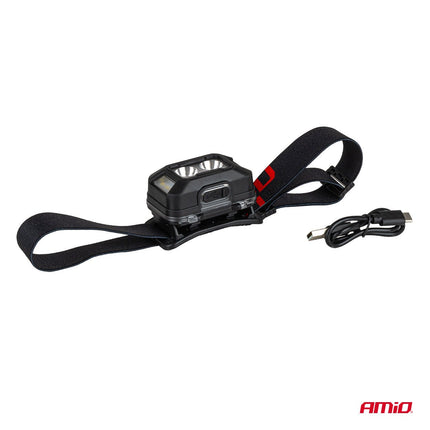 AMiO LED Hoofdlamp 2xXPG+10SMD 1800mAh SUPER BRIGHT – USB Oplaadbaar Met Multi - Lichtmodi - Voor Outdoor Workshop en Noodsituaties - VCTparts.nl