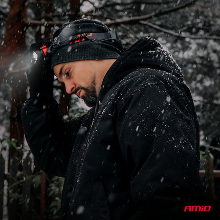 AMiO LED Hoofdlamp T6 3600mAh Met Bewegingssensor Zoomfunctie en ABS+Aluminium Behuizing - voor Werk Outdoor en Noodsituaties - VCTparts.nl