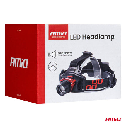 AMiO LED Hoofdlamp T6 3600mAh Met Bewegingssensor Zoomfunctie en ABS+Aluminium Behuizing - voor Werk Outdoor en Noodsituaties - VCTparts.nl