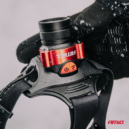 AMiO LED Hoofdlamp T6 3600mAh Met Bewegingssensor Zoomfunctie en ABS+Aluminium Behuizing - voor Werk Outdoor en Noodsituaties - VCTparts.nl