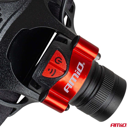 AMiO LED Hoofdlamp T6 3600mAh Met Bewegingssensor Zoomfunctie en ABS+Aluminium Behuizing - voor Werk Outdoor en Noodsituaties - VCTparts.nl