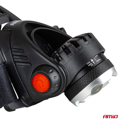 AMiO LED Hoofdlamp T6 3600mAh Met Zoomfunctie - Aluminium Behuizing en Oplaadbare Batterijen voor Outdoor Werkplaats en Noodsituaties - VCTparts.nl